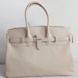 Grand sac à main en cuir martelé avec finitions dorées