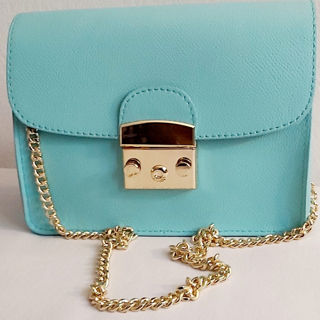 Sac chaine en cuir égrainé Bleu