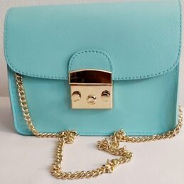 Sac chaine en cuir égrainé Bleu