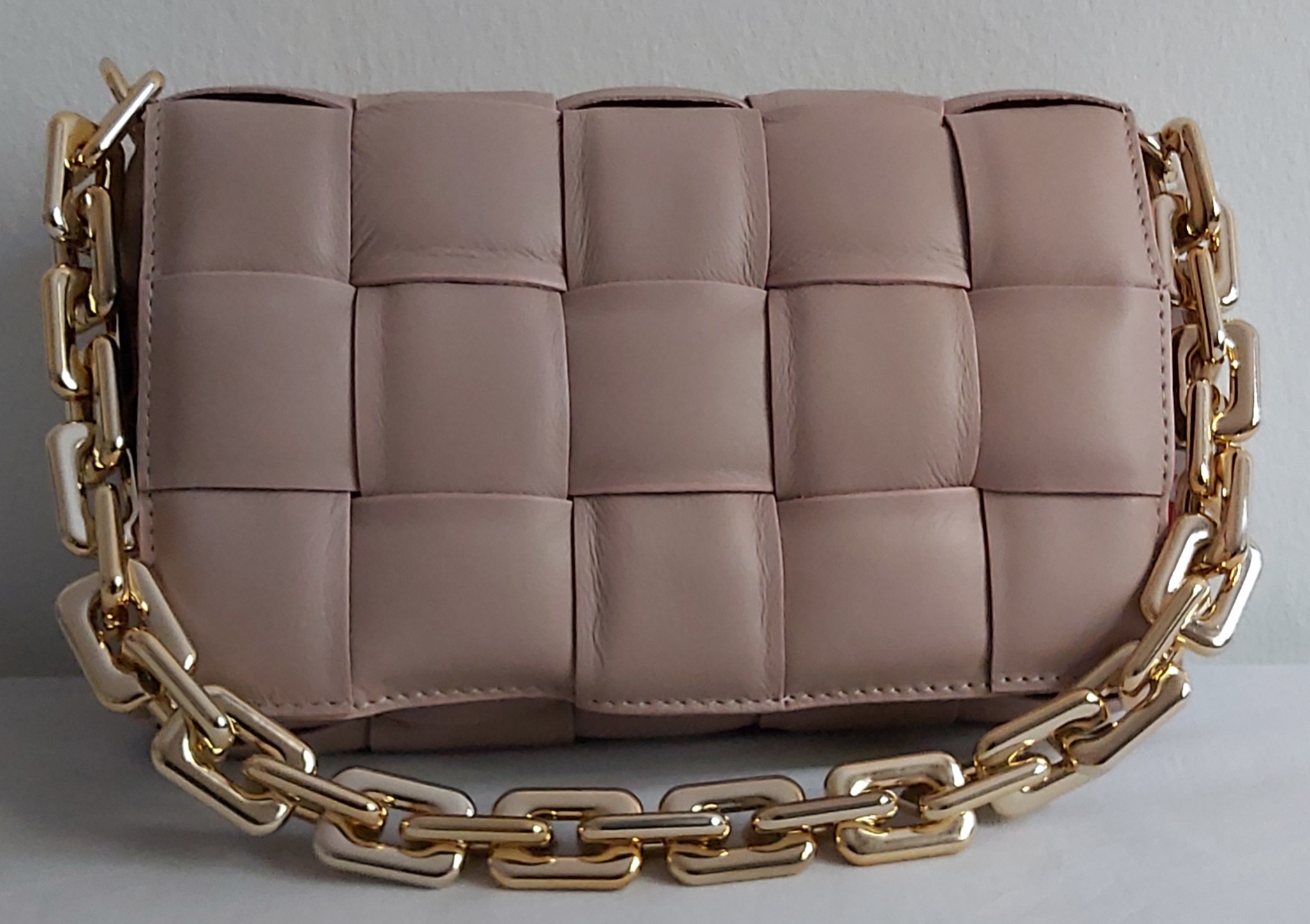 Sac à main ETA matelassé, tressé en cuir véritable (Terracotta)