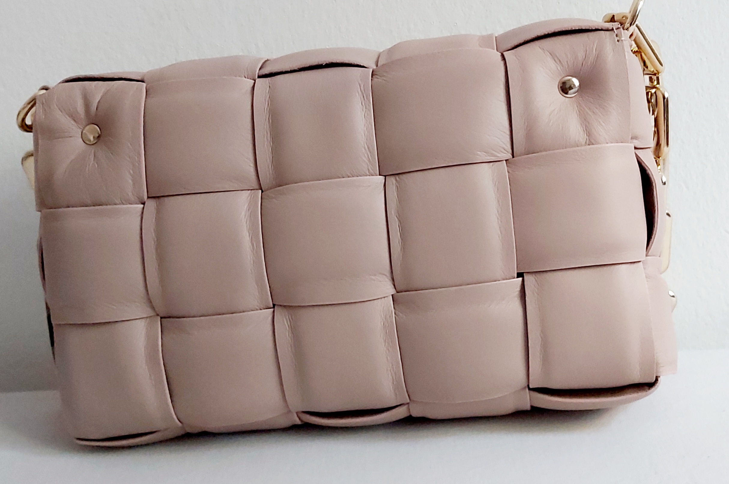 Sac à main ETA matelassé, tressé en cuir véritable (Terracotta) – Image 4