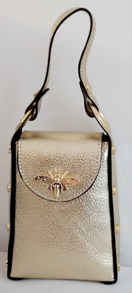 Mini sac à main BEE en cuir doré irisé