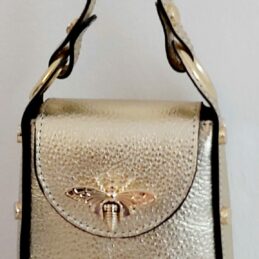 Mini sac à main BEE en cuir doré irisé