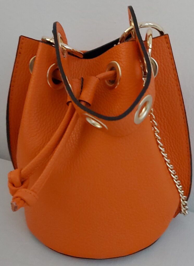 Sac seau en cuir grainé (Orange)