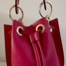 Sac seau en cuir grainé (Rouge)