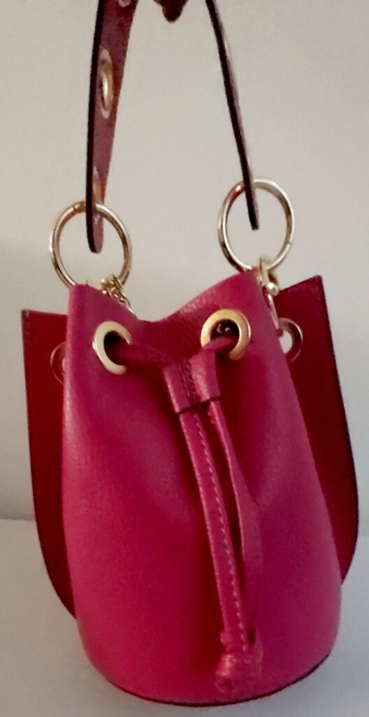 Sac seau en cuir grainé (Rouge)