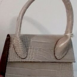 Glamorous – Mini sac à main cuir imprimé croco Taupe
