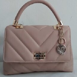 Sac Chevron/besace en cuir matelassé beige