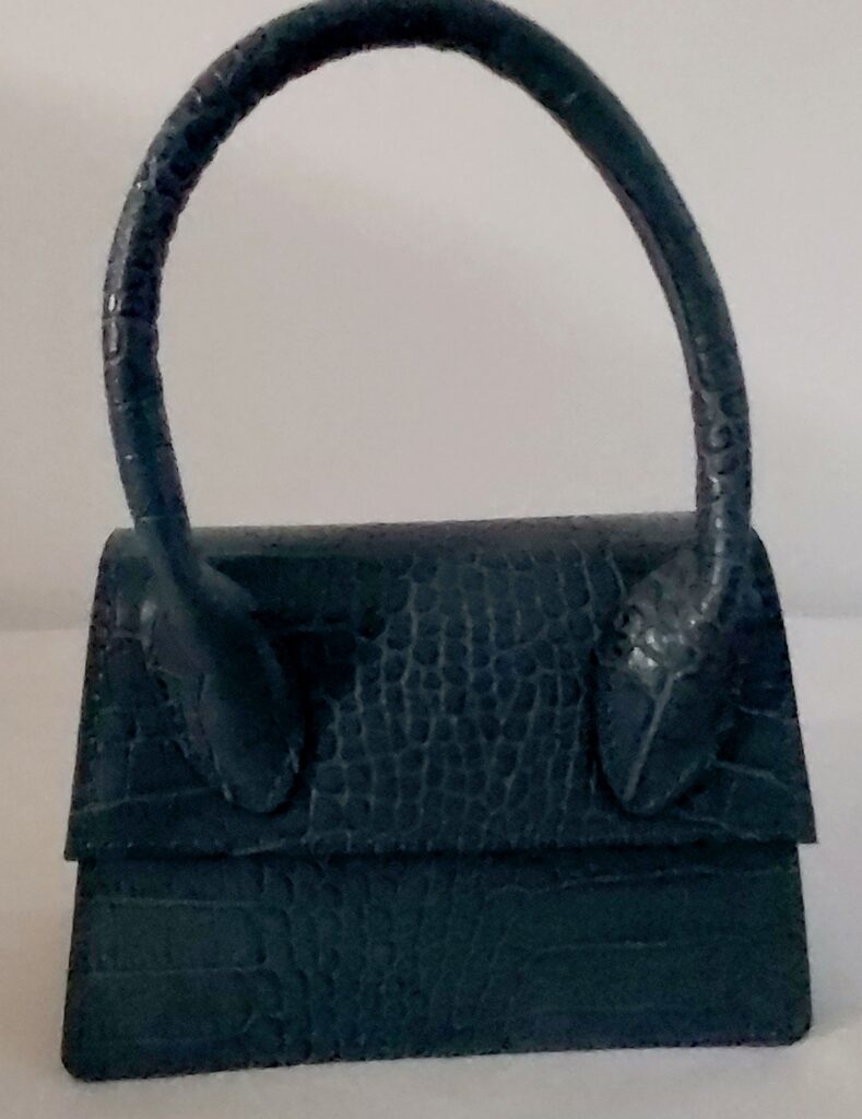 Glamorous – Mini sac à main cuir imprimé croco bleu