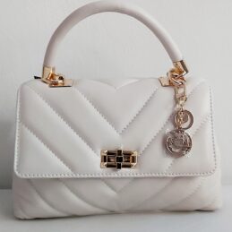 Sac Chevron/besace en cuir matelassé blanc