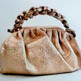 Sac-Pochette à bandoulière LOLA en cuir doré métallisé