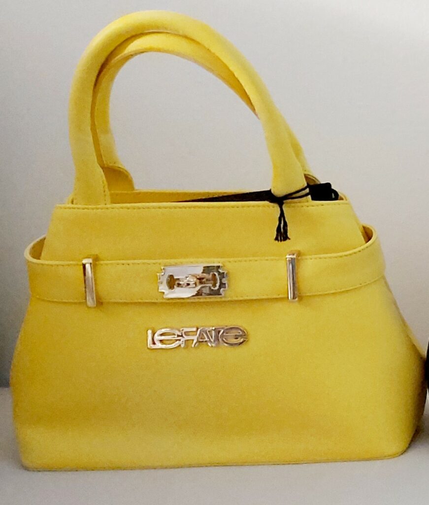 LEFATE – Mini sac à main en cuir finement égrainé (Jaune)