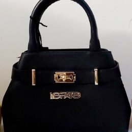 LEFATE – Mini sac à main en cuir finement égrainé (Noir)