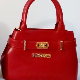 LEFATE – Mini sac à main en cuir finement égrainé (Rouge)