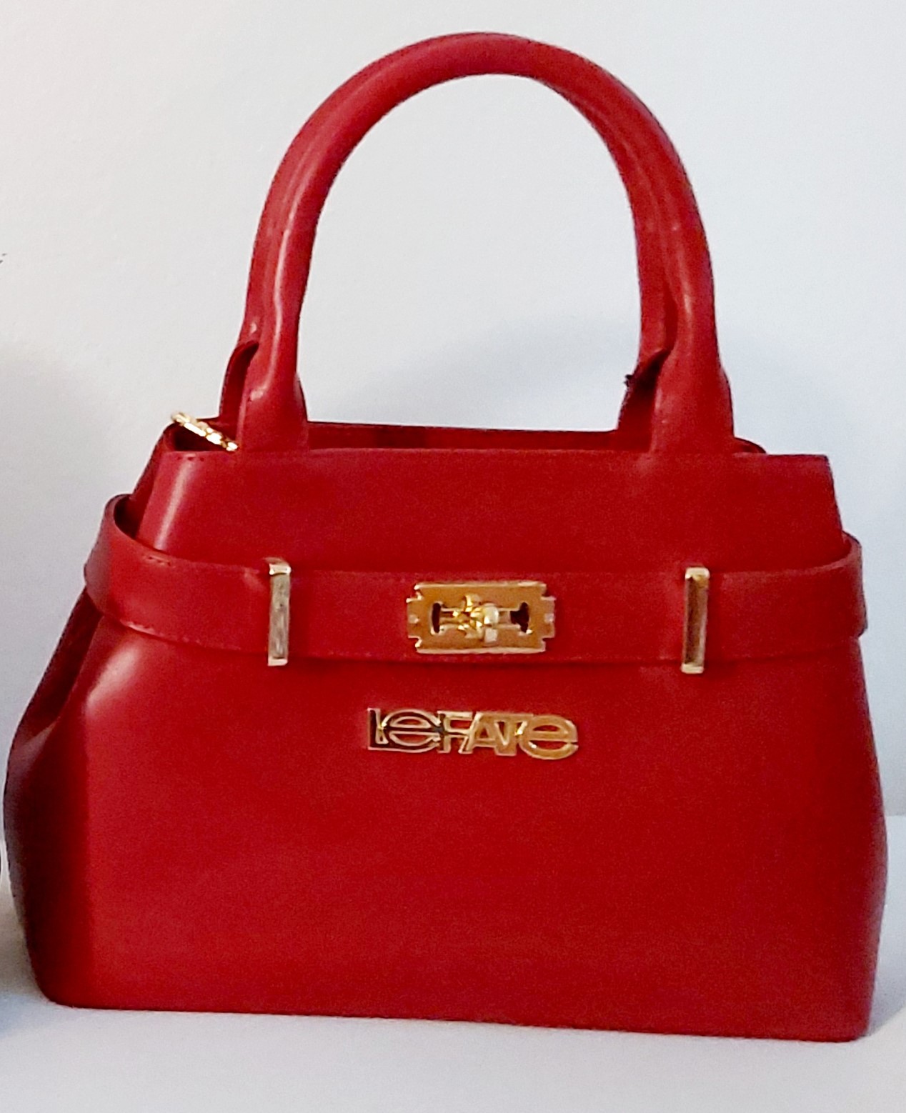 LEFATE – Mini sac à main en cuir finement égrainé (Rouge)