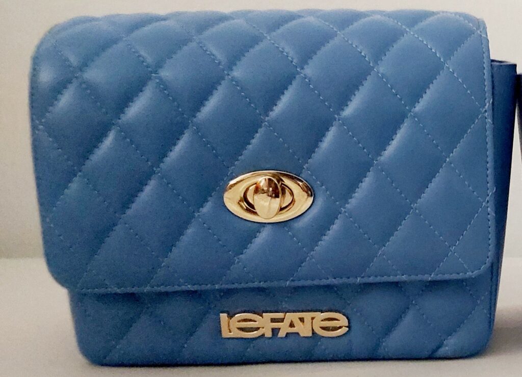 LEFATE – Sac cuir chic finement égrainé (Bleu foncé)