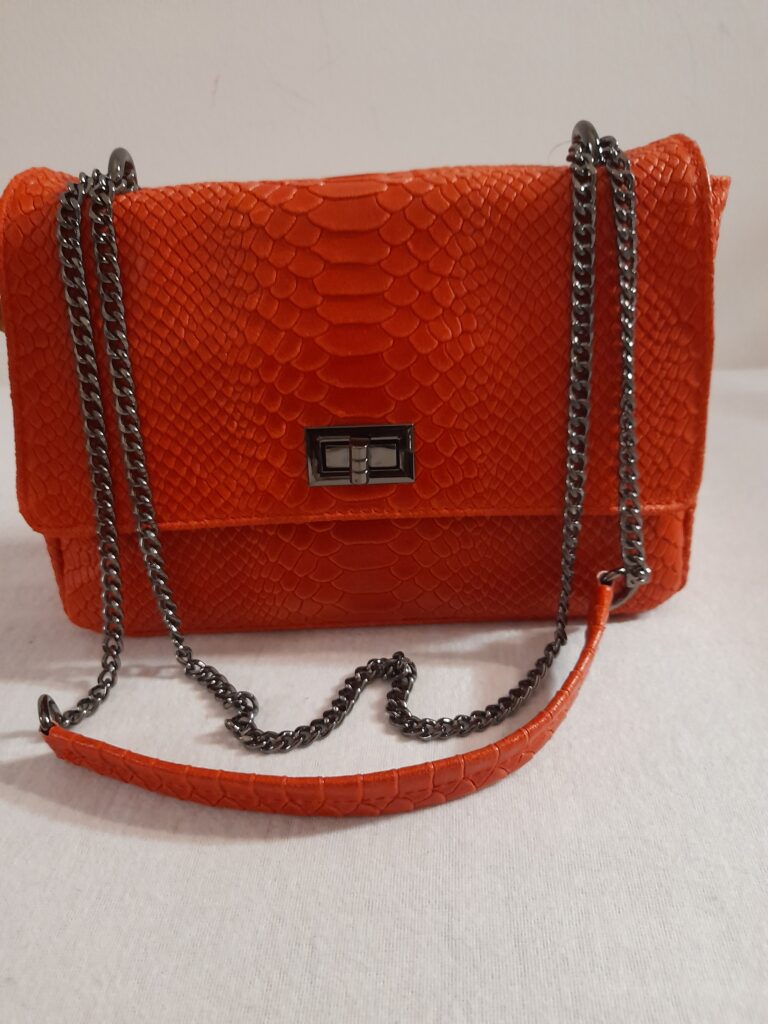 Sac à main en cuir authentique avec chaines motif Serpent