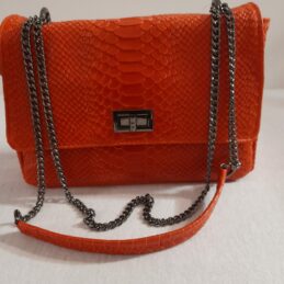 Sac à main en cuir authentique avec chaines motif Serpent