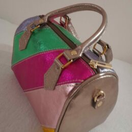Sac en cuir bowling métallisé arc-en-ciel