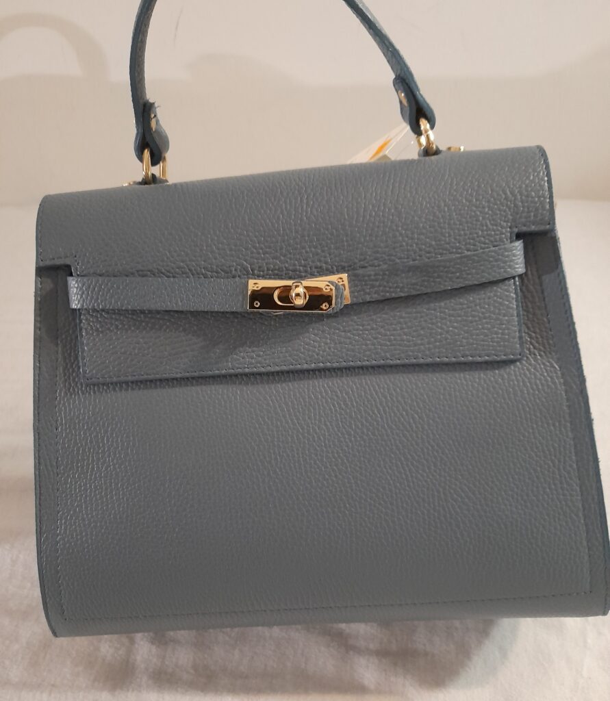 Sac à main cuir poignée chic intemporel Bleu gris