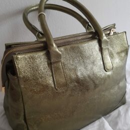 Sac à main en cuir irisé vert olive