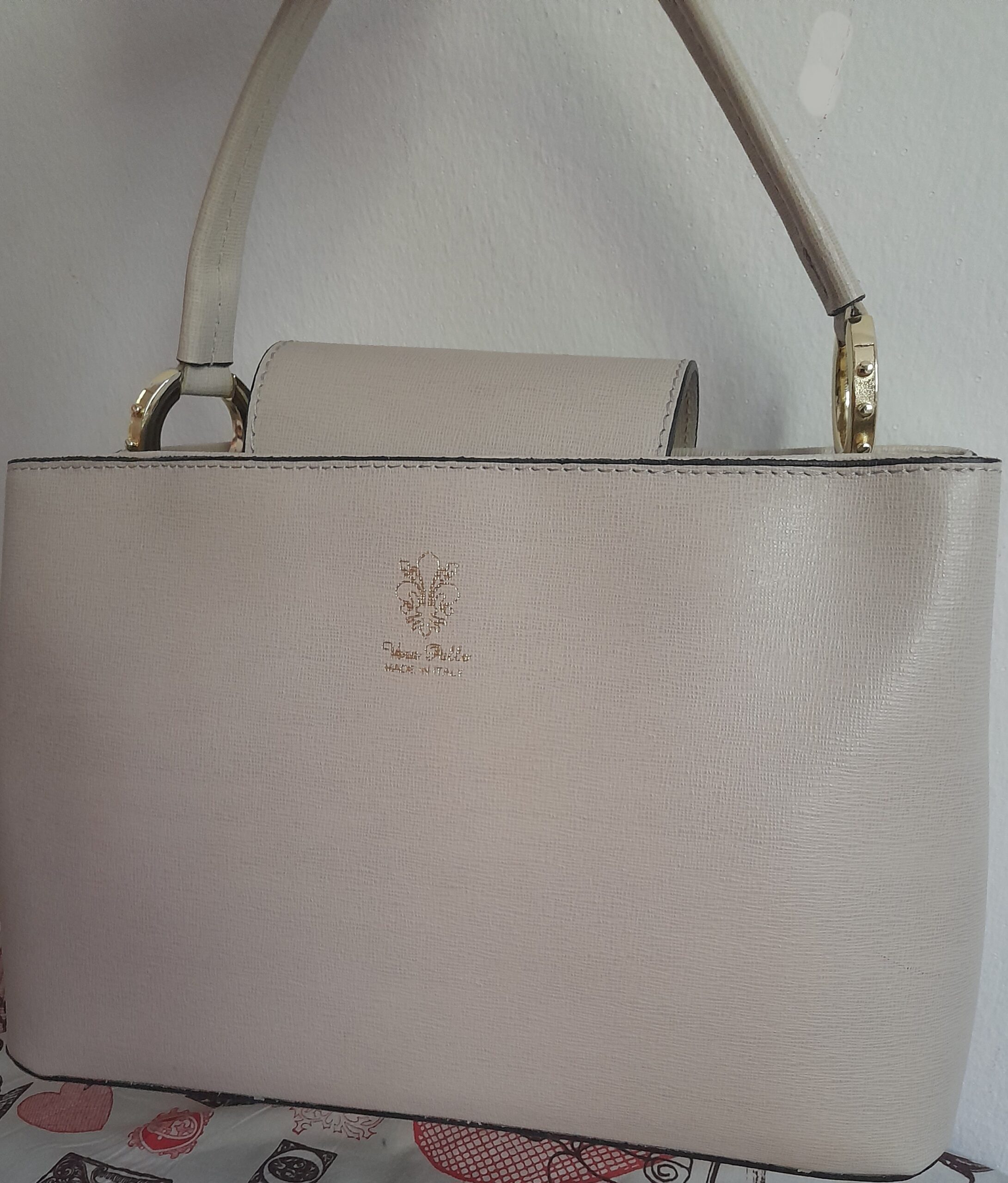 Sac à main BELLA en cuir de veau beige – Image 3