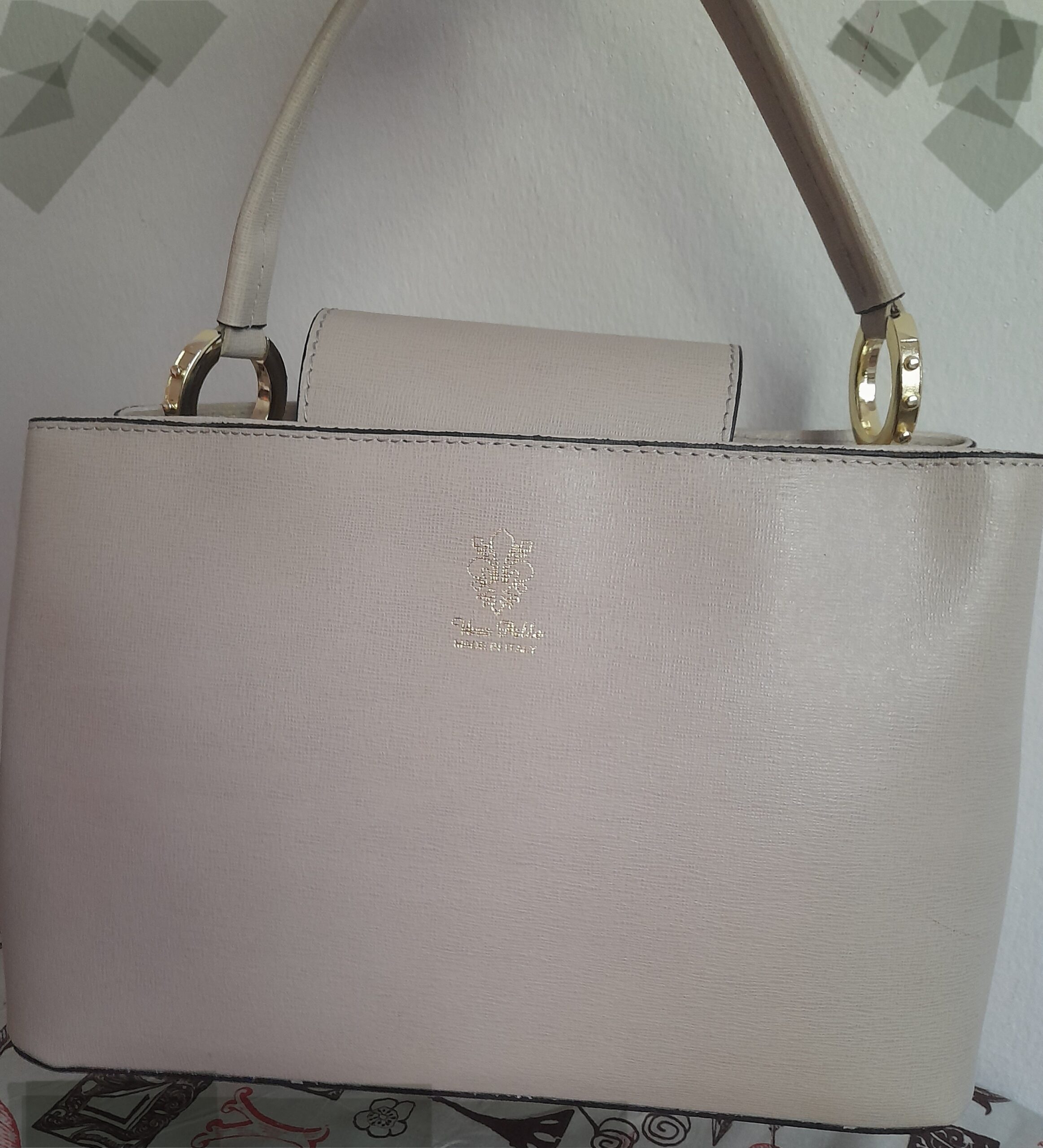 Sac à main BELLA en cuir de veau beige – Image 4