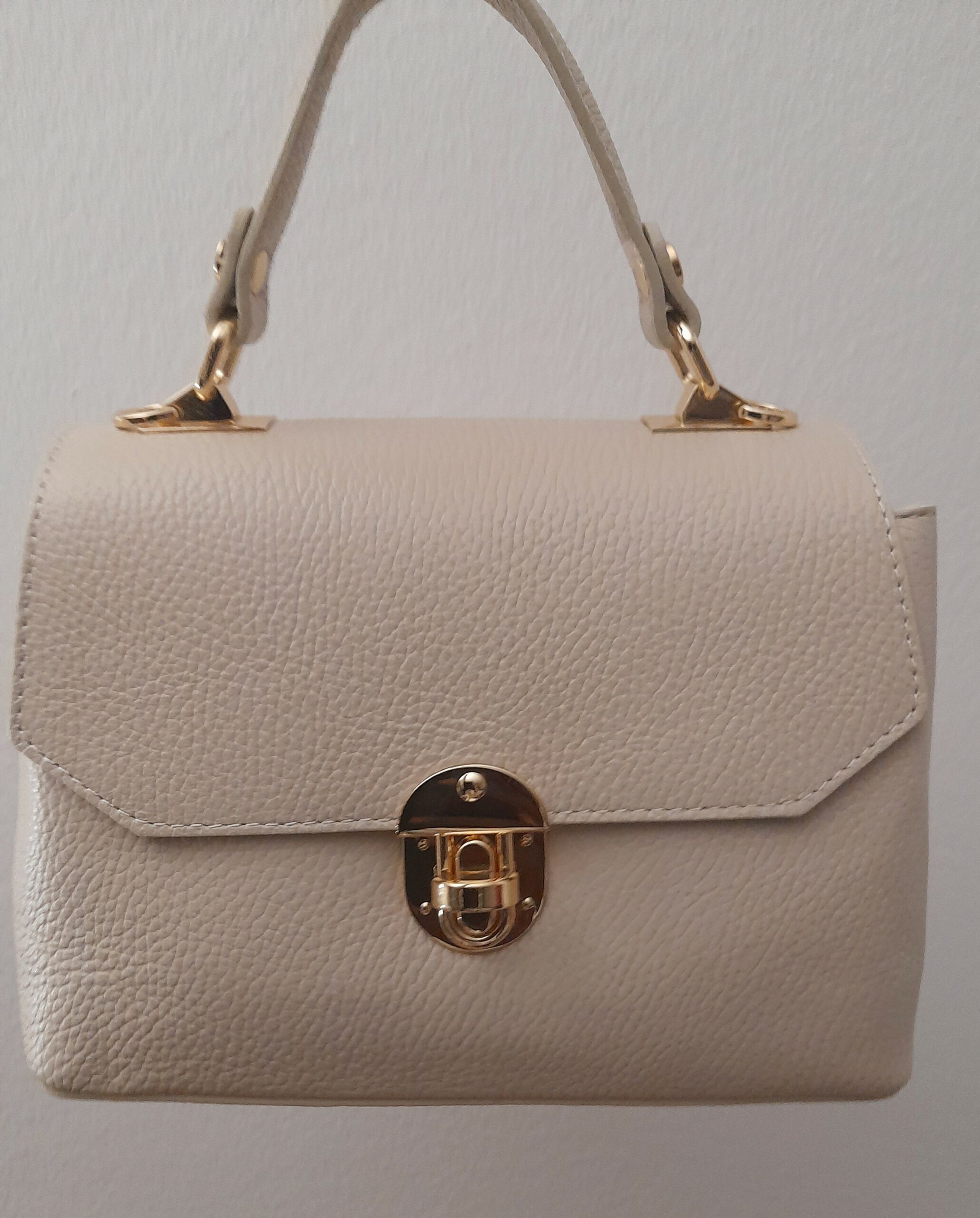 Sac à main HELLO en cuir beige – Image 4