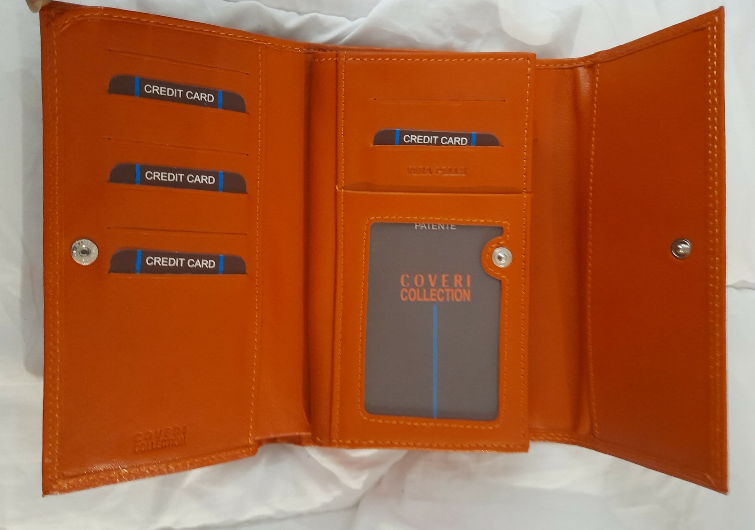 Portefeuille format Paysage COVERI en Cuir véritable (Orange) – Image 3