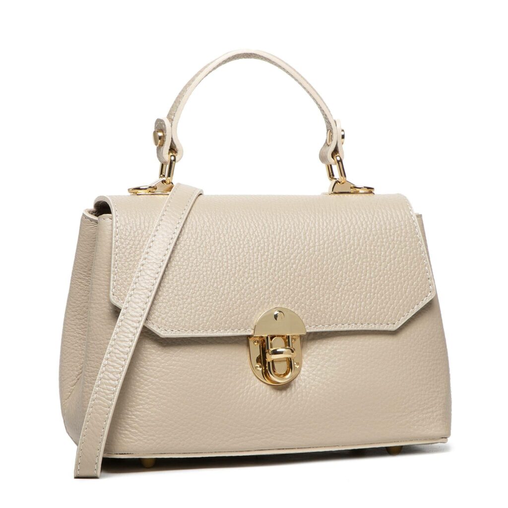 Sac à main HELLO en cuir beige
