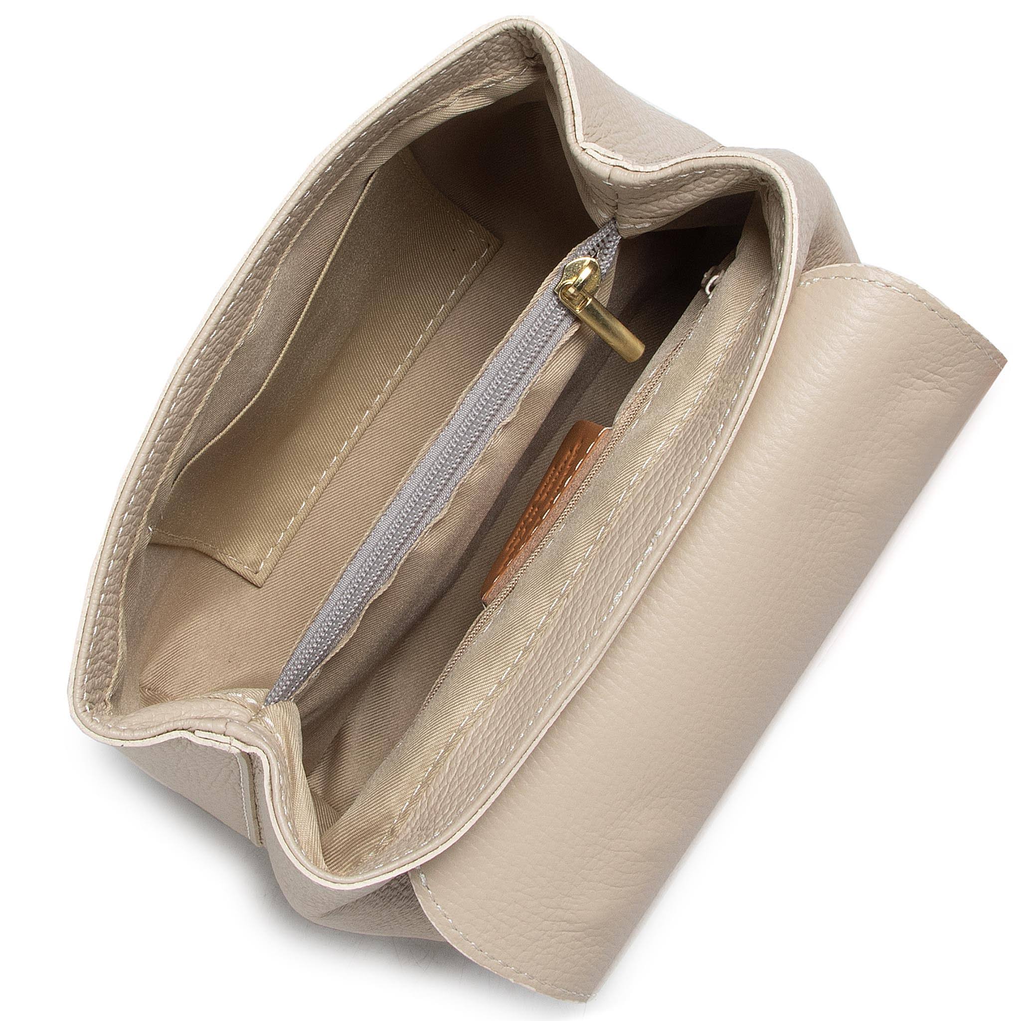 Sac à main HELLO en cuir beige – Image 2