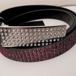 CEINTURE en cuir et strass- FEMME