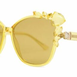 Lunettes de soleil femme JIMMY CHOO XXV Mya œil-de-chat transparentes jaunes avec cristaux Swarovski